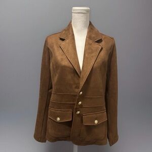 NEW Tahari Women’s Faux Suede Blazer Brown Size Large NWT